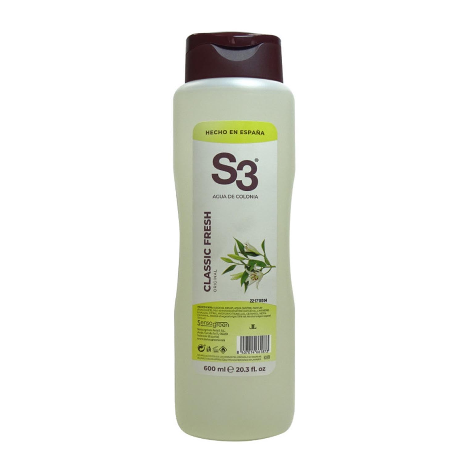 S3 Classic Fresh Colonia 600Ml